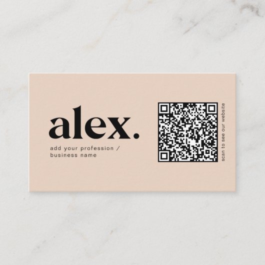 Carte de visite avec code QR et logo rose moderne (Devant)