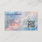 Carte de visite avec code QR et logo sur texture d (Dos)