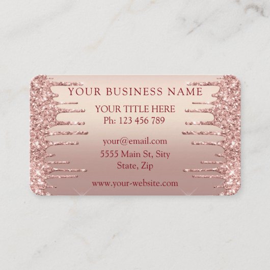 Carte de visite avec code QR et paillettes Rose Go (Devant)
