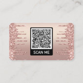 Carte de visite avec code QR et paillettes Rose Go (Dos)