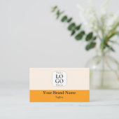 Carte de visite avec code QR Logo jaune orange mod (Debout devant)