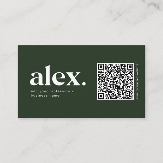 Carte de visite avec code QR Logo Vert Foncé Moder (Devant)