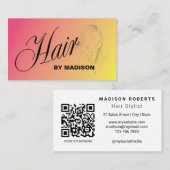 Carte de visite avec code QR pour coiffeur aux che (Devant / Derrière)