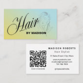 Carte de visite avec code QR pour coiffeur aux che (Devant / Derrière)