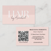 Carte de visite avec code QR pour coiffeur Rose Br (Devant / Derrière)