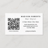 Carte de visite avec code QR pour coiffeur Rose Pâ (Dos)