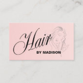 Carte de visite avec code QR pour coiffeur Rose Pâ (Devant)