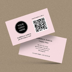 Carte de visite avec code QR rose moderne