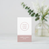Carte de visite avec code QR scannable rose atténu (Debout devant)