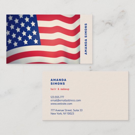 Carte de visite avec drapeau américain (Devant / Derrière)