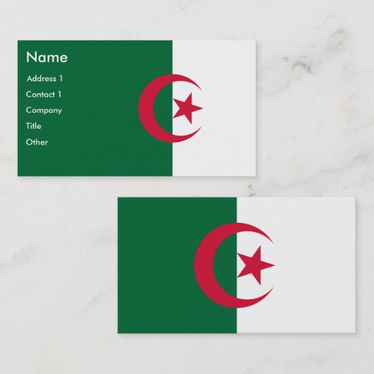 Carte de visite avec Drapeau d'Algérie (Devant / Derrière)