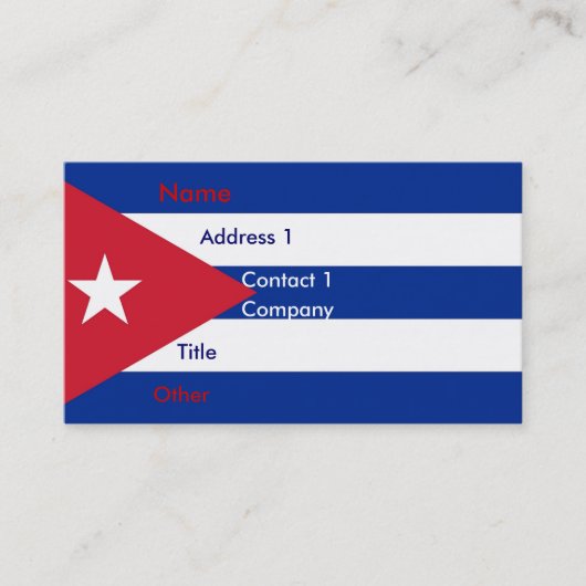 Carte de visite avec Drapeau de Cuba (Devant)