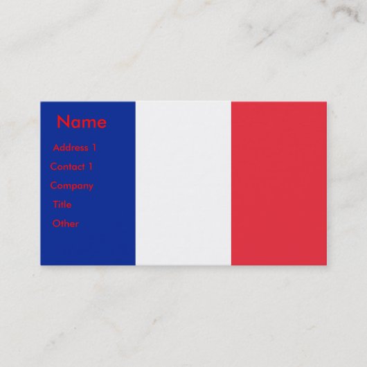 Carte de visite avec Drapeau de France (Devant)