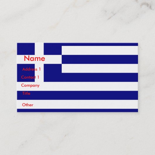 Carte de visite avec drapeau de la Grèce (Devant)