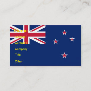 Carte de visite avec drapeau de la Nouvelle-Zéland