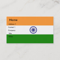 Carte de visite avec drapeau de l'Inde