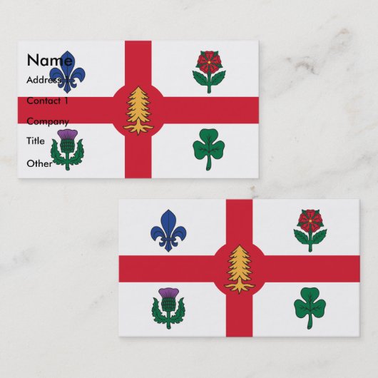 Carte de visite avec drapeau de Montréal, Canada (Devant / Derrière)