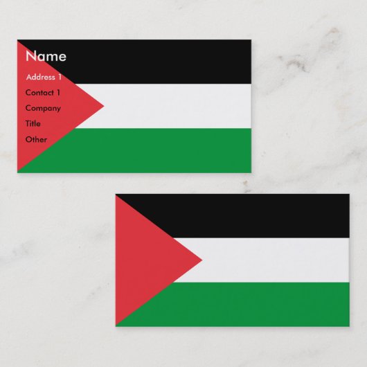 Carte de visite avec Drapeau de Palestine (Devant / Derrière)