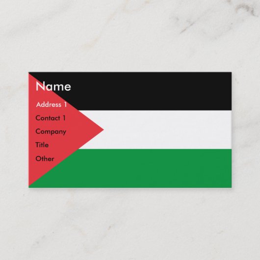 Carte de visite avec Drapeau de Palestine (Devant)