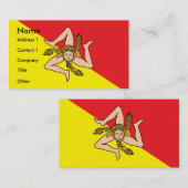 Carte de visite avec Drapeau de Sicile, Italie (Devant / Derrière)