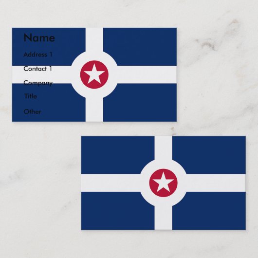 Carte de visite avec Drapeau d'Indianapolis, États (Devant / Derrière)