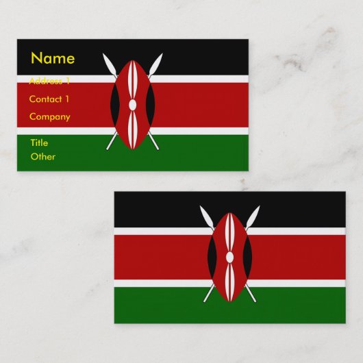 Carte de visite avec drapeau du Kenya (Devant / Derrière)