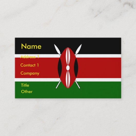 Carte de visite avec drapeau du Kenya (Devant)