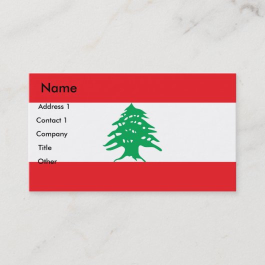 Carte de visite avec drapeau du Liban (Devant)