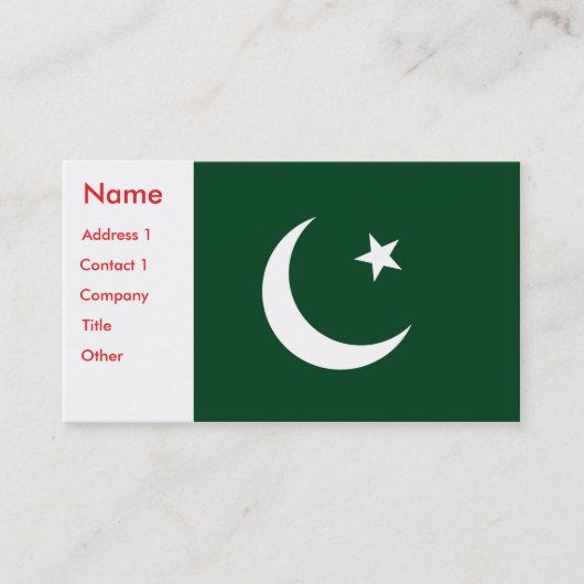 Carte de visite avec drapeau du Pakistan (Devant)