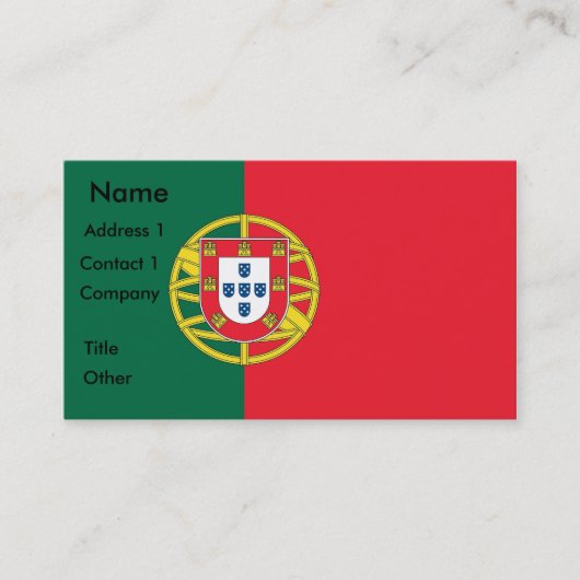 Carte de visite avec drapeau du Portugal (Devant)