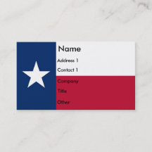 Carte de visite avec Drapeau du Texas États-Unis