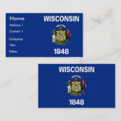 Carte de visite avec Drapeau du Wisconsin U.S.A. (Devant / Derrière)