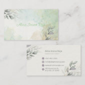 Carte de visite avec fleurs et aquarelle (Devant / Derrière)