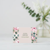 Carte de visite avec fond floral et nom (Debout devant)