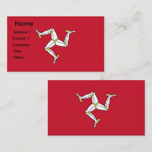 Carte de visite avec Isle of Man Flag, Royaume-Uni (Devant / Derrière)