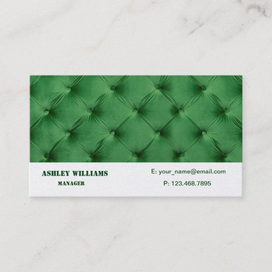 Carte de visite avec le capitone vert (Devant)