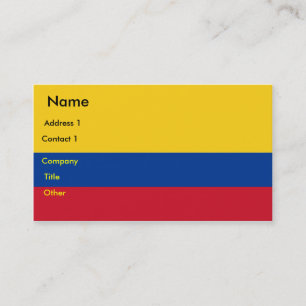 Carte de visite avec le drapeau de la Colombie