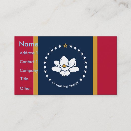 Carte de visite avec le drapeau de l'État du Missi (Devant)