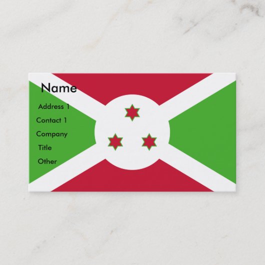 Carte de visite avec le drapeau du Burundi (Devant)