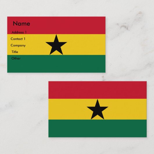 Carte de visite avec le drapeau du Ghana (Devant / Derrière)