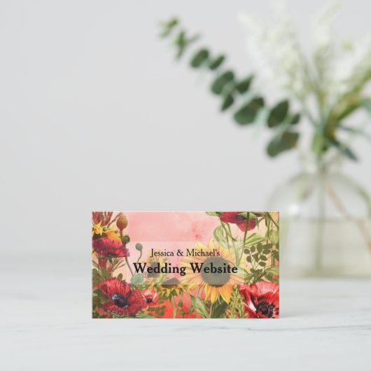 Carte De Visite 🌻 avec le site Web mariage de code QR (Debout devant)