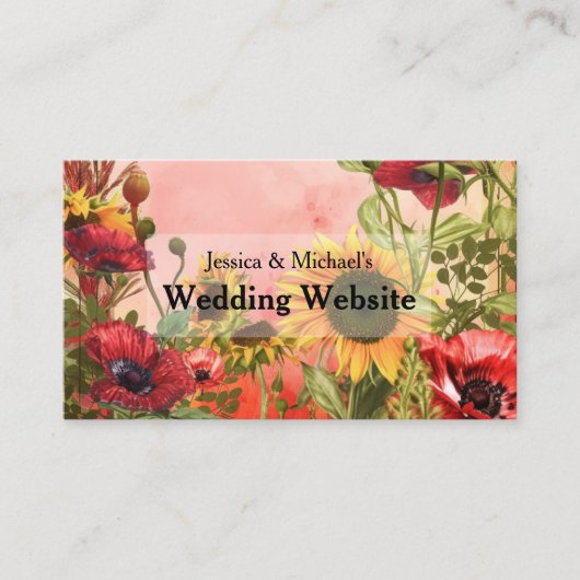 Carte De Visite 🌻 avec le site Web mariage de code QR (Devant)