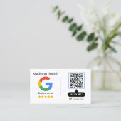 Carte de visite avec lien QR Code pour avis Google (Debout devant)