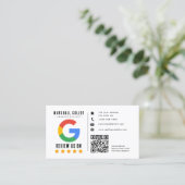 Carte de visite avec lien QR Code pour avis Google (Debout devant)