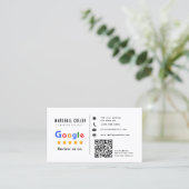 Carte de visite avec lien QR Code pour avis Google (Debout devant)