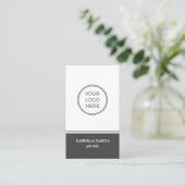 Carte de visite avec logo Code QR Gris Contemporai (Debout devant)