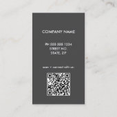 Carte de visite avec logo Code QR Gris Contemporai (Dos)