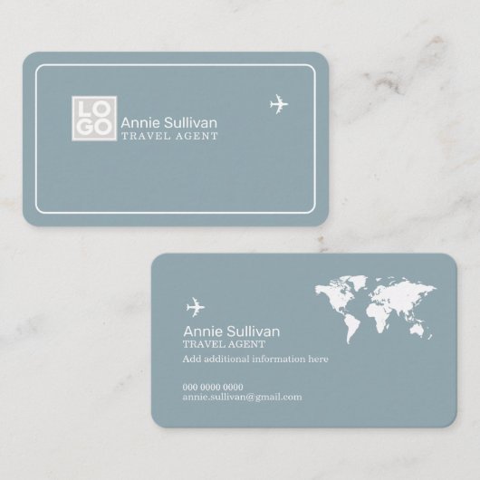 Carte de visite avec logo d'agence de voyages (Devant / Derrière)