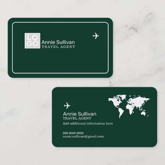 Carte de visite avec logo d'agence de voyages (Devant / Derrière)