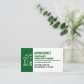 Carte de visite avec logo de marteau de maintenanc (Debout devant)